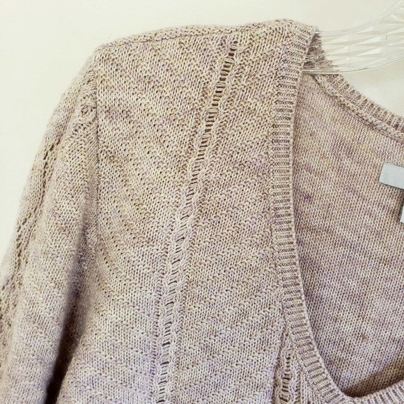 Sonoma Women's Creamy Pink Knit V Neck Long Sleeve Shirt Top Blouse Sweater - Picture 3 of 13